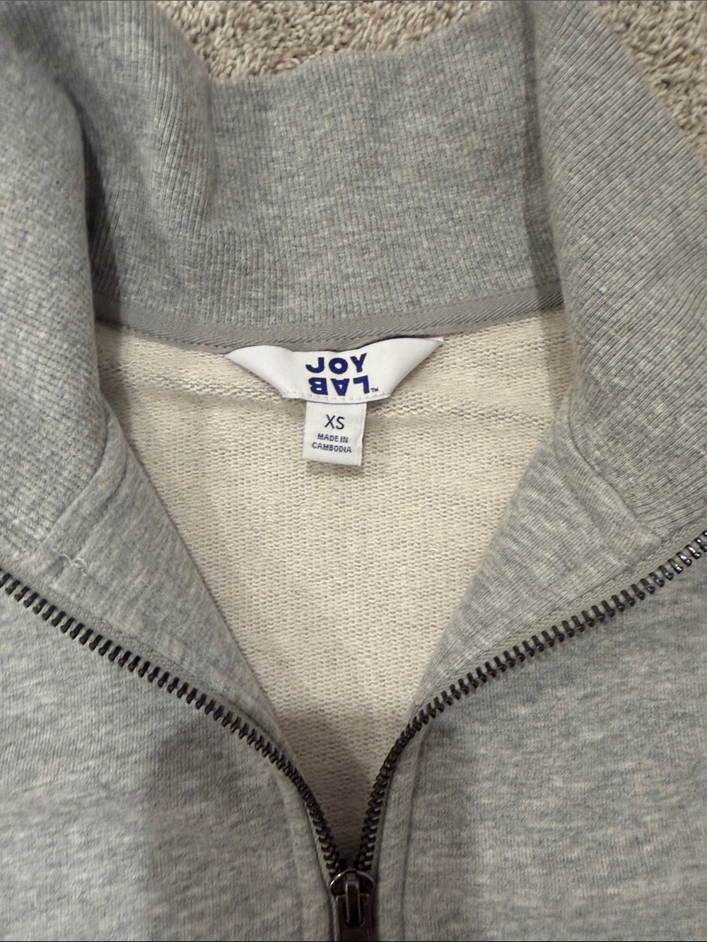 JoyLab Grey Half-Zip Pullover with Stripe Trim - Picture 2 of 3